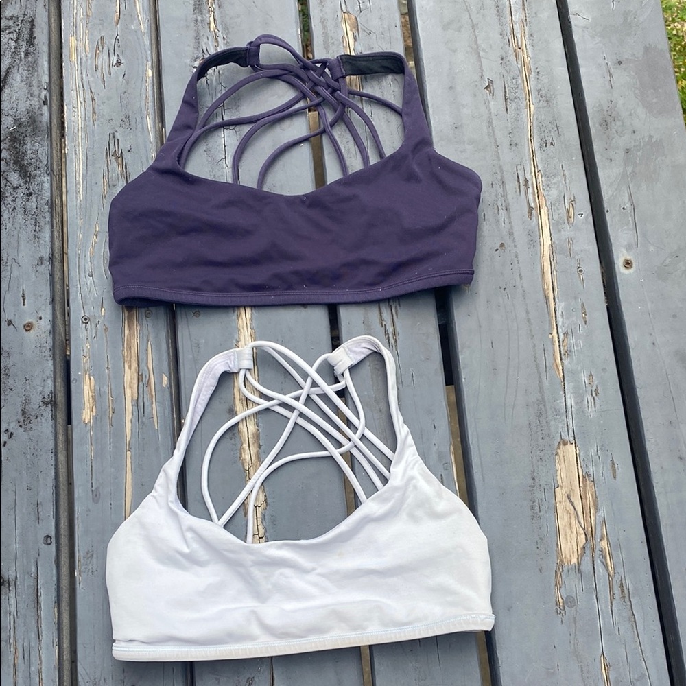 free to be size 6 SET!!! lululemon Purple and light blue Strappy Sports Bras